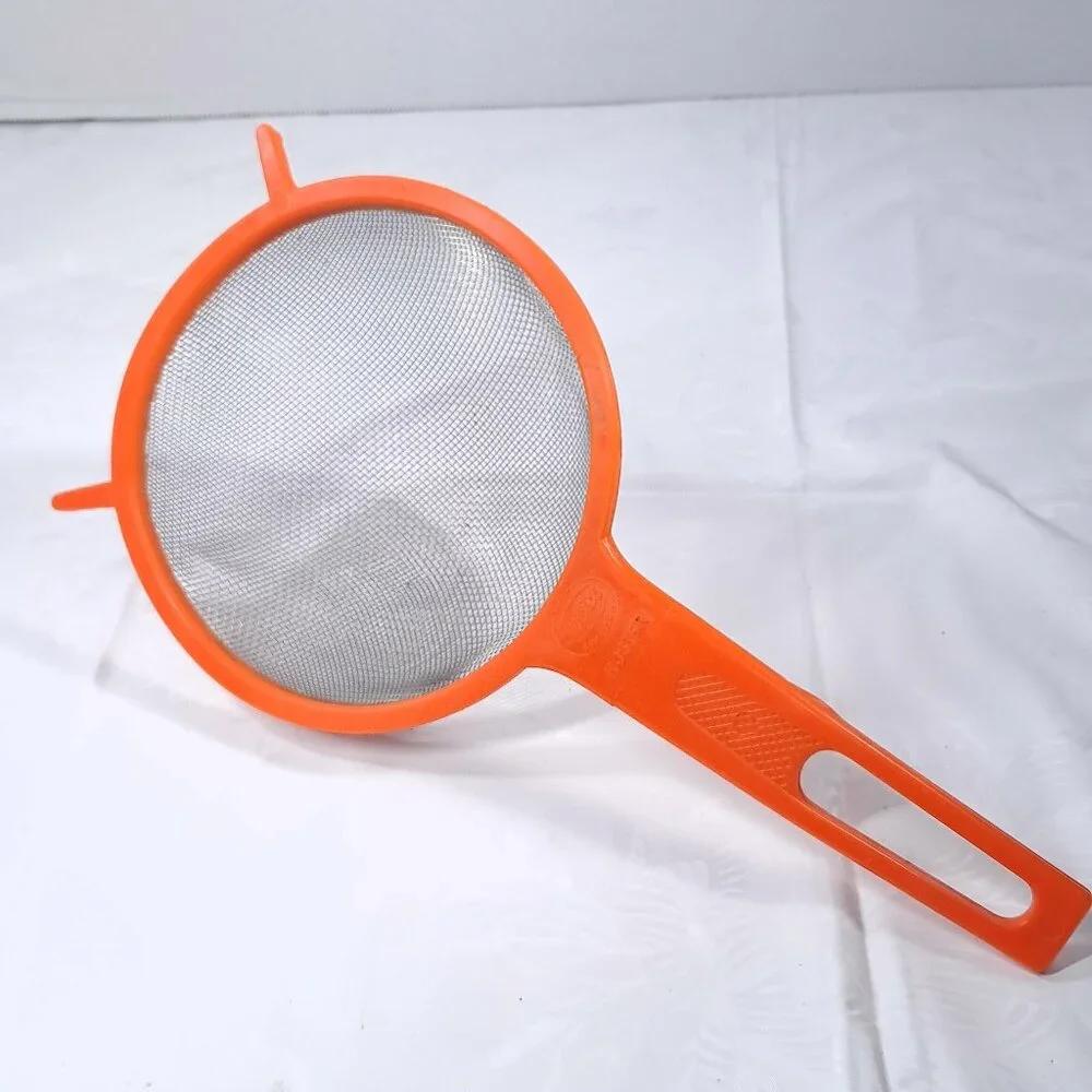 Sveico collander basket strainer orange plastic metal Sweden Rostfri Vintage